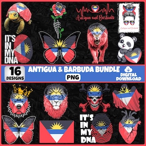 Antigua and Barbuda PNG Bundle | 16 Designs Patriotic Antigua | Sublimation Clipart | Antigua PNG Designs For Shirts | Instant Download