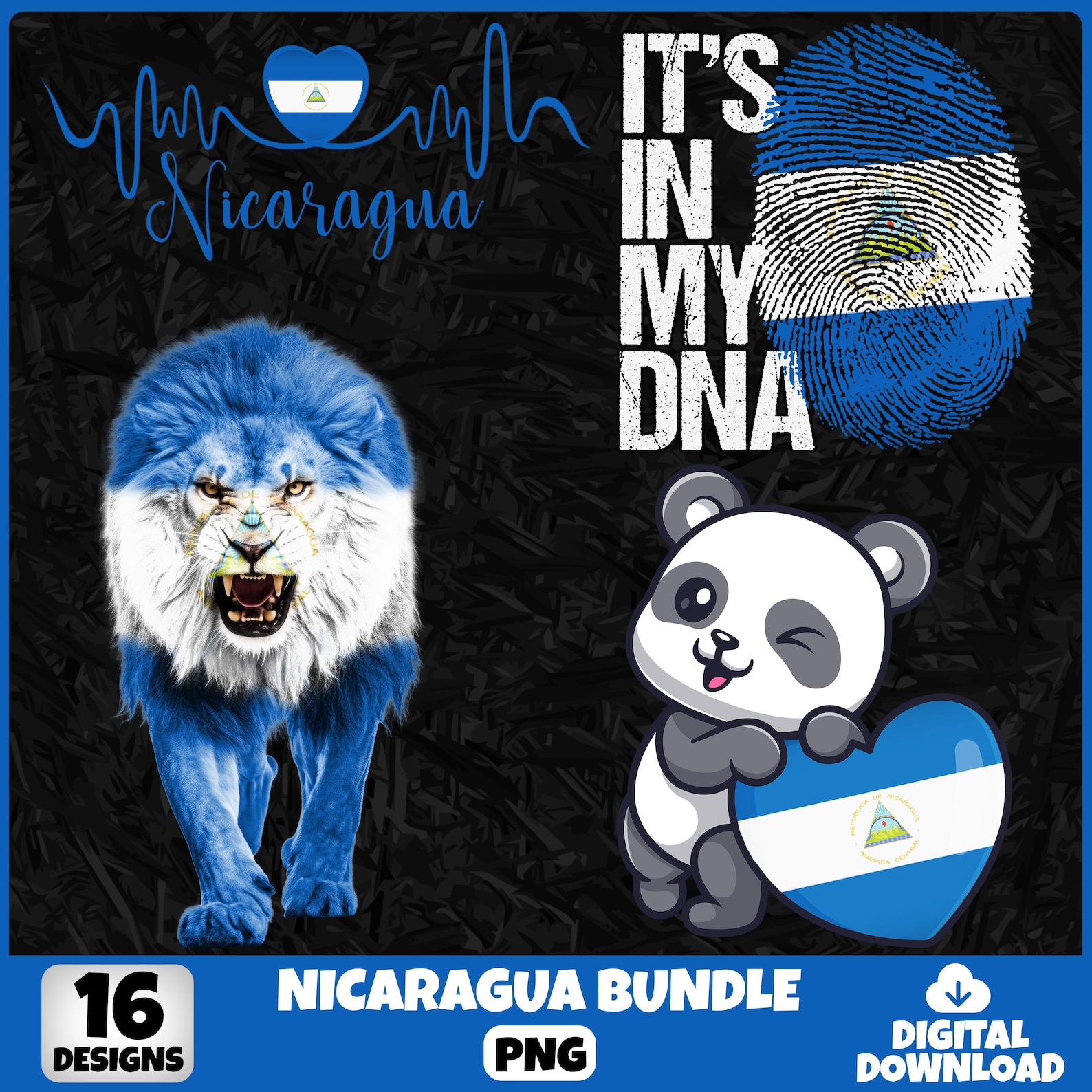 Nicaragua PNG Bundle | 16 Designs Patriotic Nicaraguan | Sublimation ...
