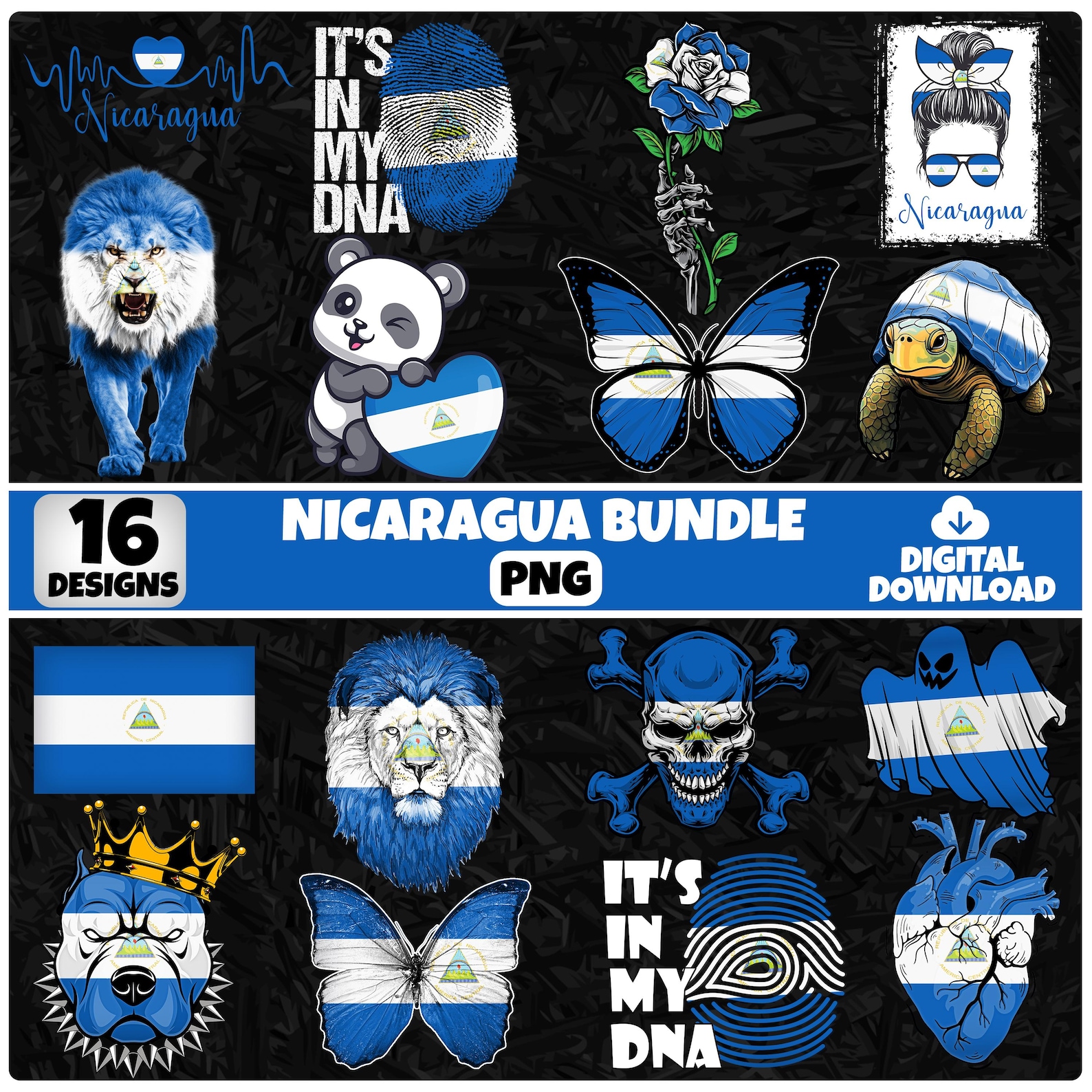 Nicaragua PNG Bundle | 16 Designs Patriotic Nicaraguan | Sublimation ...
