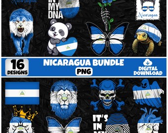 Nicaragua PNG Bundle | 16 Designs Patriotic Nicaraguan | Sublimation Clipart | Nicaraguan PNG Designs For Shirts | Commercial Use