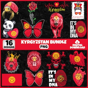 Kyrgyzstan PNG Bundle | 16 Designs Patriotic Kyrgyz | Sublimation Clipart | Kyrgyz PNG Designs For Shirts | Instant Download