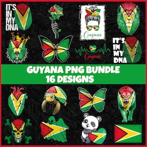 Guyana PNG Bundle | 16 Designs Patriotic Guyanese | Sublimation Clipart | Guyana PNG Designs For Shirts | Instant Download | Commercial Use