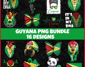 Guyana PNG Bundle | 16 Designs Patriotic Guyanese | Sublimation Clipart | Guyana PNG Designs For Shirts | Instant Download | Commercial Use