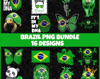 Brazil PNG Bundle | 16 Designs Patriotic Brazilian | Sublimation Clipart | Brazilian PNG Designs For Shirts | Instant Download