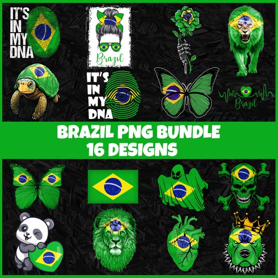 Brazil PNG Bundle | 16 Designs Patriotic Brazilian | Sublimation Clipart | Brazilian PNG Designs For Shirts | Instant Download
