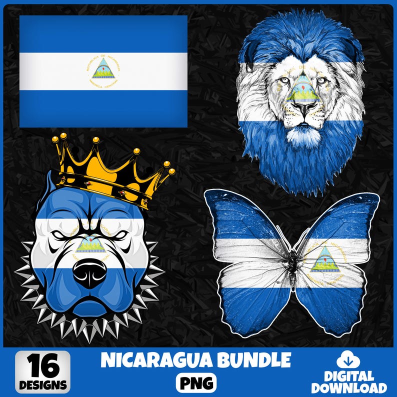 Nicaragua PNG Bundle | 16 Designs Patriotic Nicaraguan | Sublimation ...