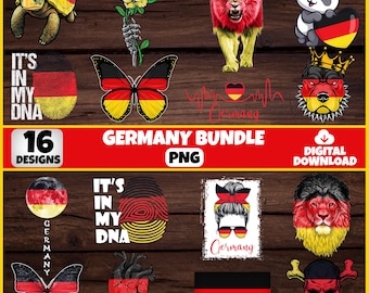 Paquete PNG de Alemania / 16 diseños patrióticos alemanes / Clipart de sublimación / Diseños PNG alemanes para camisetas / Descarga instantánea / Uso comercial