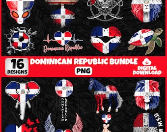 Dominican Republic PNG Bundle | 16 Designs Patriotic Dominican | Sublimation Clipart | Dominican PNG Designs For Shirts | Instant Download