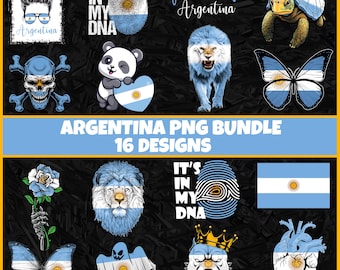 Argentina PNG Bundle | 16 Designs Patriotic Argentinian | Sublimation Clipart | Argentinian PNG Designs For Shirts | Commercial Use