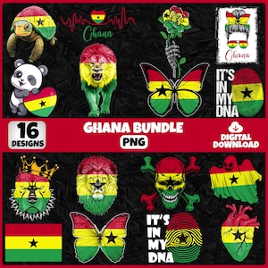 Ghana PNG Bundle | 16 Designs Patriotic Ghanaian | Sublimation Clipart | Ghana PNG Designs For Shirts | Instant Download | Commercial Use