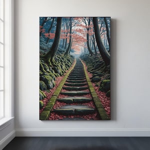 Vintage Japanischer Wald Wand Kunst - Ukiyo-e Stil Fine Art Poster - Alte Pfade Giclée Druck