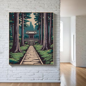 Arte murale della foresta giapponese di sentieri antichi - Poster d'epoca di belle arti Ukiyo-e