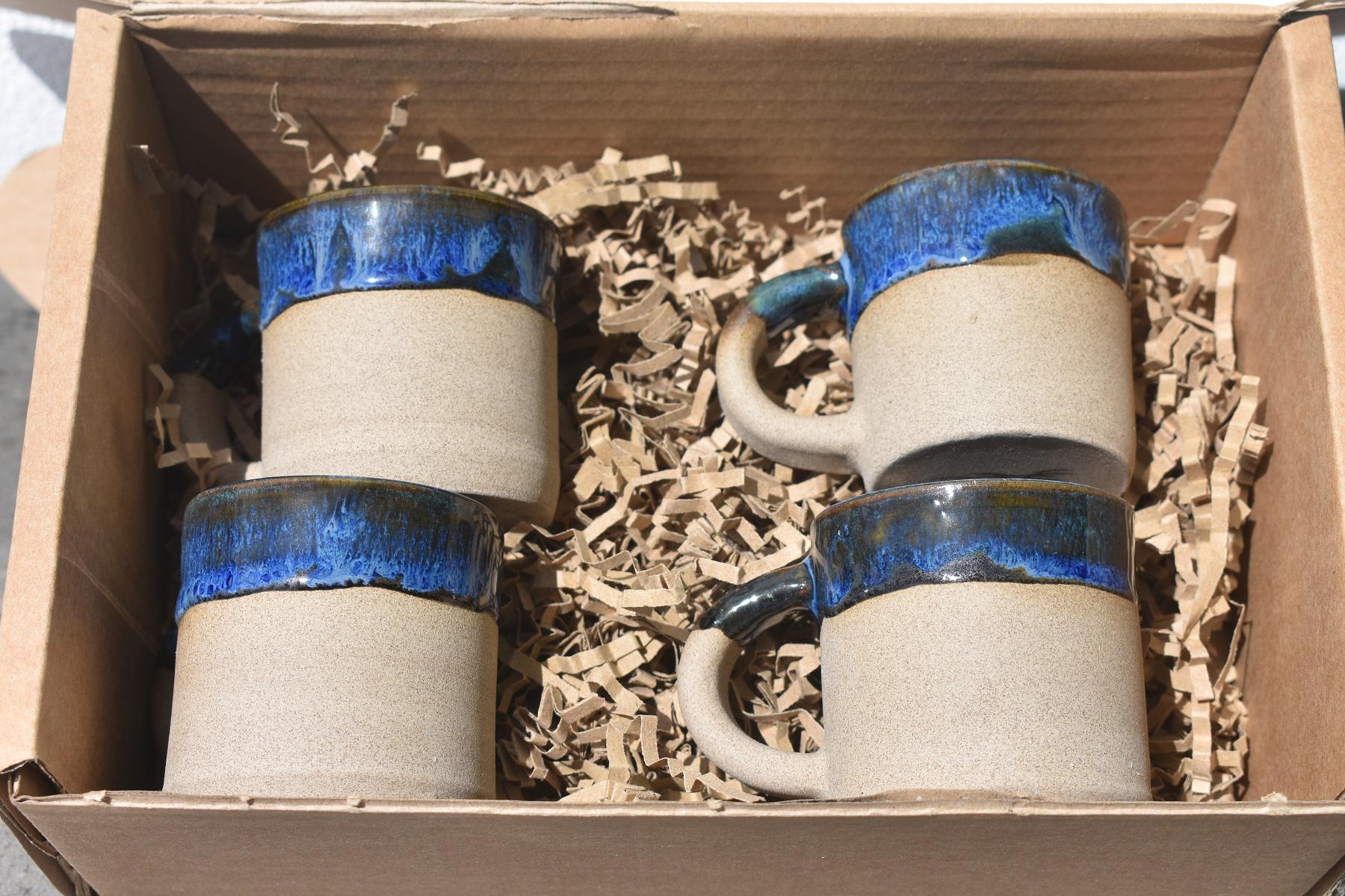 Selamica Set di 4 tazzine da caffè in ceramica, 141,7 g, tazze da