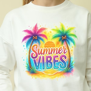 Summer Vibes PNG, Summer Vibes PNG, Sunshine Png, Trendy Summer, Summer Vibes, Spring Break, Retro Summer Vibes Sublimation Shirt Png