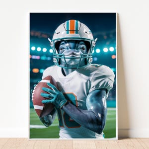 Miami Dolphins–Inspired Wall Art – Realistic Dolphin Football Poster | Digital Download (A4, A3, A2)