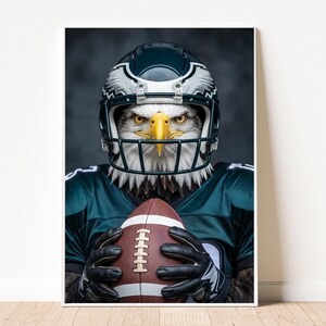 Arte mural inspirado en los Philadelphia Eagles: póster realista de fútbol americano con águilas / Descarga digital (A4, A3, A2)