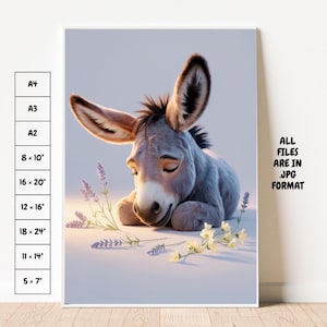 Donkey Love – Cute Baby Donkey Wall Art | Nursery Animal Printable Poster (5 × 7″ to 18 × 24″ + A-Sizes) | Instant Digital Download