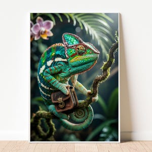 Digital Wall Art – Charming Chameleon Jungle Portrait | Jungle Animal Poster (A4, A3, A2 – PDF) | Digital Download