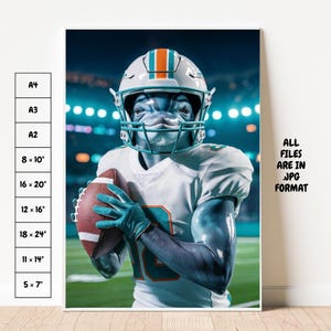 Miami Dolphins–Inspired Wall Art – Realistic Dolphin Football Poster (5 × 7″ to 18 × 24″ + A-Sizes) | Instant Digital Download