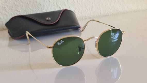 Ray-ban Round Metal Sunglasses Gold Frame Green G-15 Lenses  display picture 2