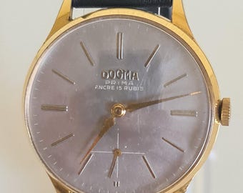 Vintage Dogma Prima Swiss Watch 15 Rubis Manual Wind Gold Plated
