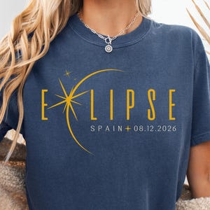 Solar Eclipse Spain 2026 Minimalist Celestial Shirt, Outer Space Lover Tee, Travel Souvenir Apparel