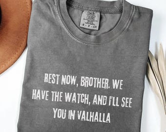 Comfort Colors® Rest Now Brother T-Shirt: Patriotic Valhalla RIP Design