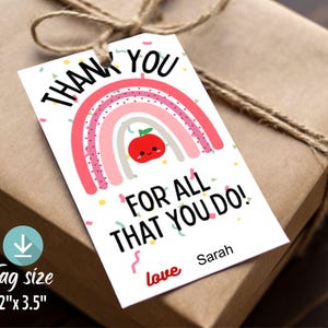 Fillable Teacher Thank You Gift Tags: School Party Favor (Digital Download)