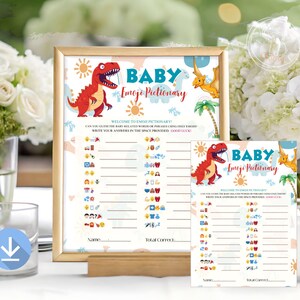 Emoji Pictionary Baby Shower Spiel, bearbeitbares Emoji Pictionary Spiel, Babyparty Emoji Spiel, Emoji Baby Shower Spiel mit Antwortschlüssel, digital