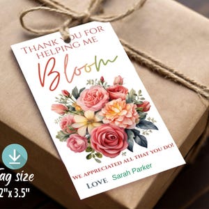 Floral Bouquet Thank You Gift Tags: Fillable Printable Label (Digital Download)