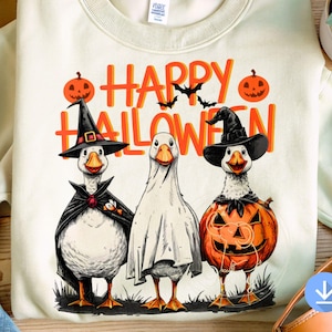 Happy Halloween Ducks, Halloween Shirt, Halloween Ghost Duck Costume, Halloween PNG, Ghost Shirt Png, Cute Boo Halloween Sublimation Design