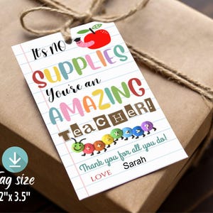 Fillable Teacher Thank You Gift Tags: Printable Party Favor Labels (Digital Download)