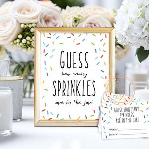 Sprinkle Baby Shower Game: Guess How Many Sprinkles Sign & Cards (Digital Download)