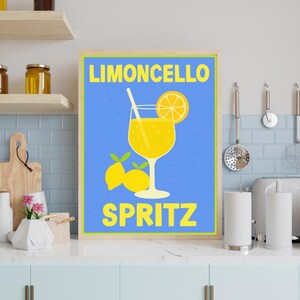 Limoncello Spritz Wall Art – plakat koktajlowy, wydruk na wybrzeżu Amalfi, sztuka ścienna na wózek barowy, 4 rozmiary natychmiastowych wydruków cyfrowych do pobrania