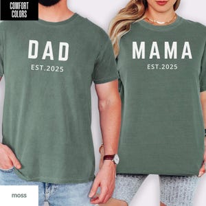 Maglietta personalizzata per mamma e papà, colori comfort, maglietta personalizzabile per mamma e papà, maglietta regalo per neomamma, maglietta regalo per neopapà originale per annuncio di gravidanza