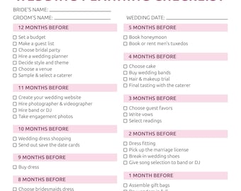 Wedding Planner | Bridal Planner Checklist | Bride Wedding Guide | Ceremony and Reception Template | Printable Letter, A4 | Instant Download