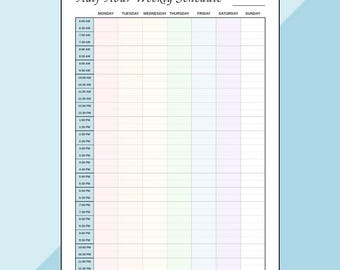 Weekly Half Hour Organizer | Weekly Time Block Tracker | Productivity Planner PDF | Instant Download, Letter & A4 Size