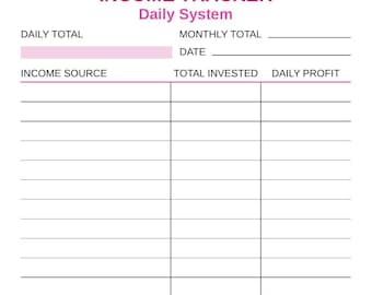 Passive Income and Side Hustle Tracker | Income Sheet System Pink | Budget & Financial Planning | Income Tracker PDF | A4, Letter Printable