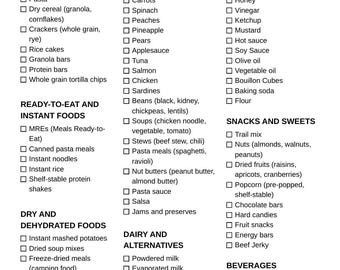 Emergency Food Pantry List | Essential Survival Foods | Printable PDF Download | Long-term Stockpile Guide | Home Food Prep | A4, Letter