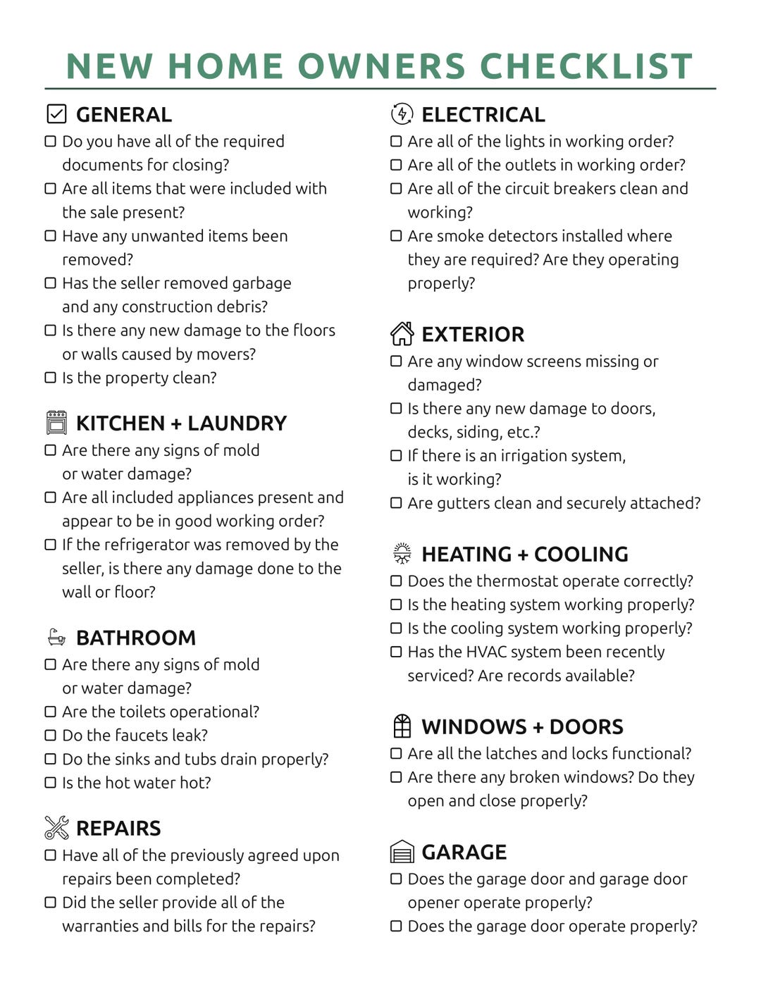 New Homeowners Checklist | Home Setup Printable | Moving in Essentials ...