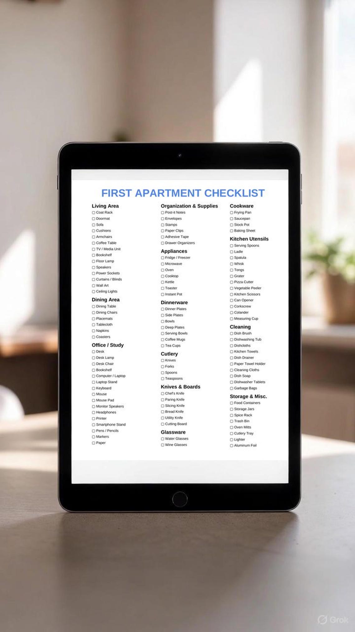 Printable First Apartment Checklist | Move-in Essentials PDF | New Home ...