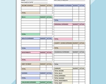 Simple Paycheck Budget | Salary Spending Planner | Minimalist Payday Tracker | Personal Finance PDF | Instant Payday Checklist | Letter, A4