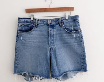 Levi's 501 Original Cutoff Shorts Medium Wash Button Fly High Rise 34" Waist