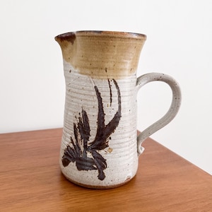 Handmade Studio Pottery Pitcher Rustic Ceramic Artisan Stoneware Jug Earth Tone Pottery