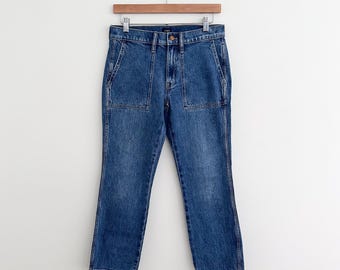 NWT J. Crew Utility Patch Pocket Cropped Jean Medium Wash Capsule Pant Size 25
