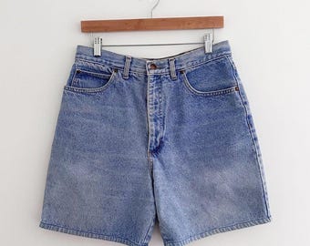 Vintage Anchor Blue Workwear Denim Shorts Ultra High Rise 90s Jorts Waist 30"