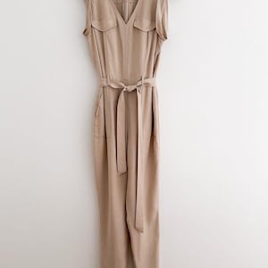 Banana Republic Tencel Utility Jumpsuit Khaki Tan Belted Minimalist Size 0 image 10