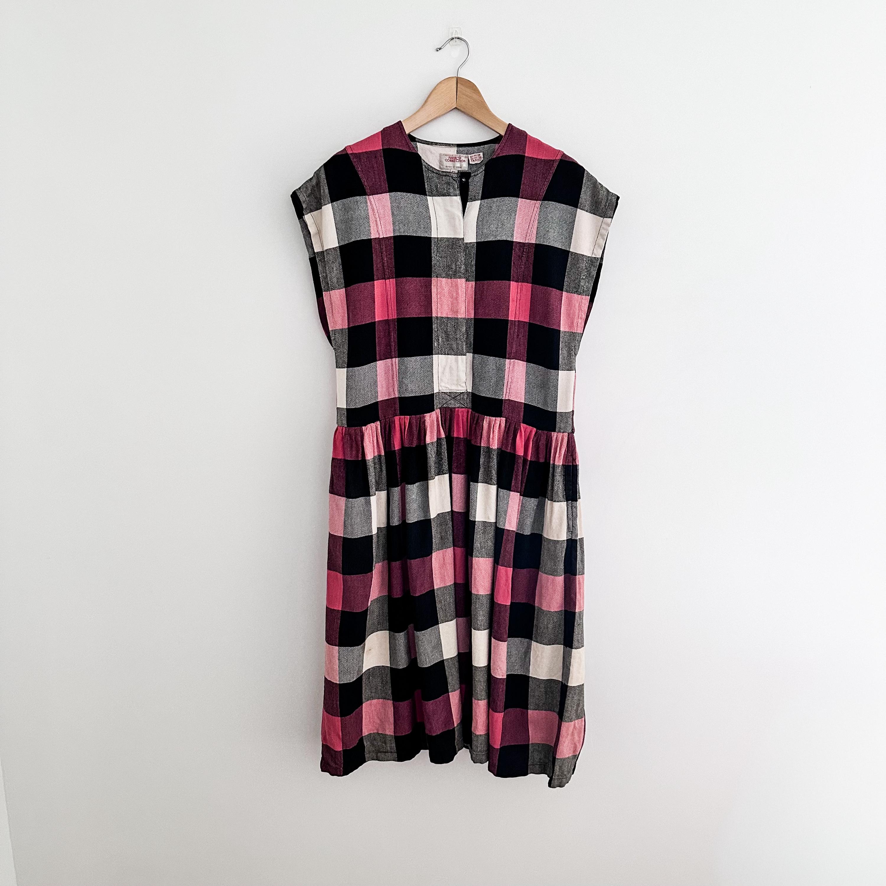 open lace back dress Zara Pink Plaid Tweed Button Front Long Sleeve Pockets Oversized Shirt   Brie