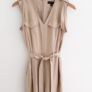 Banana Republic Tencel Utility Jumpsuit Khaki Tan Belted Minimalist Size 0 image 7