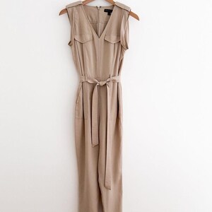 Banana Republic Tencel Utility Jumpsuit Khaki Tan Belted Minimalist Size 0 image 4